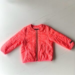 French Designer Catimini Quilted Jacket - Vibrant Coral